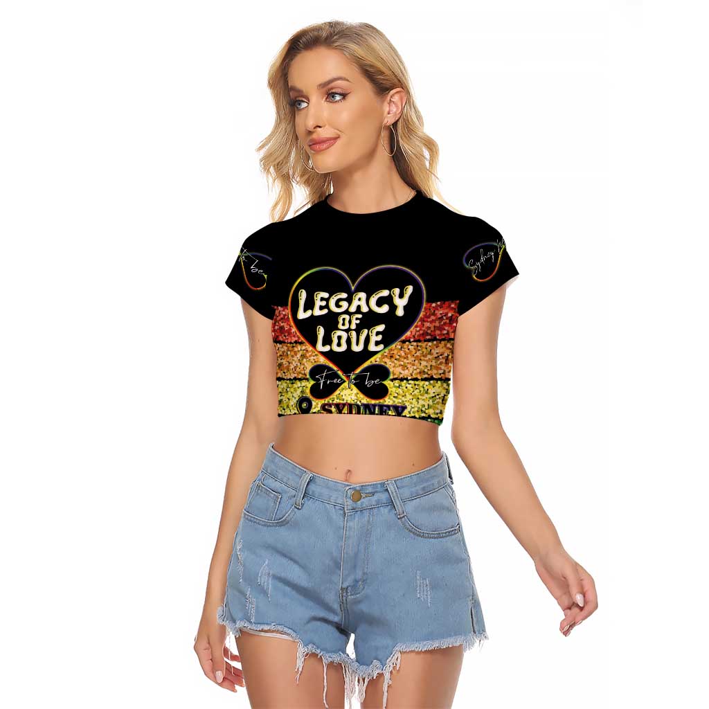 Free To Be Sydney Mardi Gras Raglan Cropped T Shirt Legacy Of Love - Wonder Print Shop