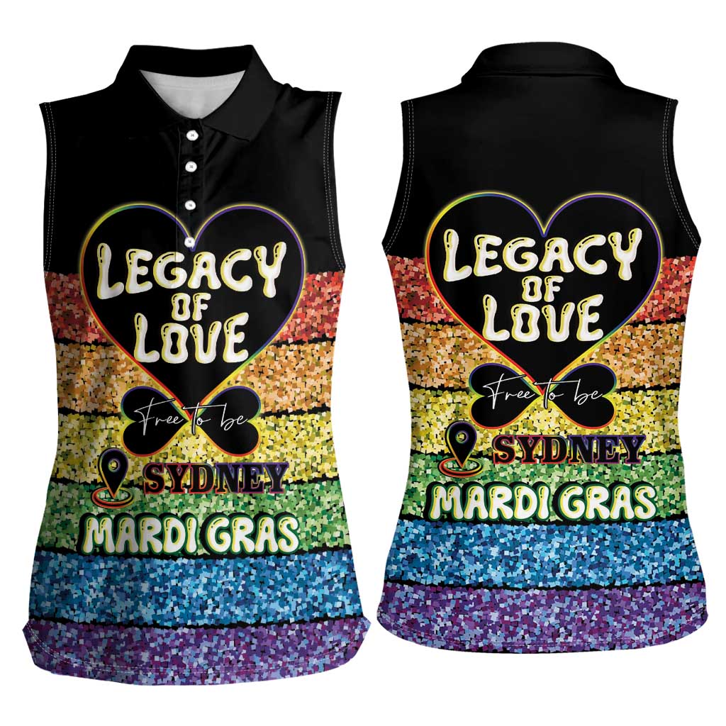 Free To Be Sydney Mardi Gras Women Sleeveless Polo Shirt Legacy Of Love - Wonder Print Shop