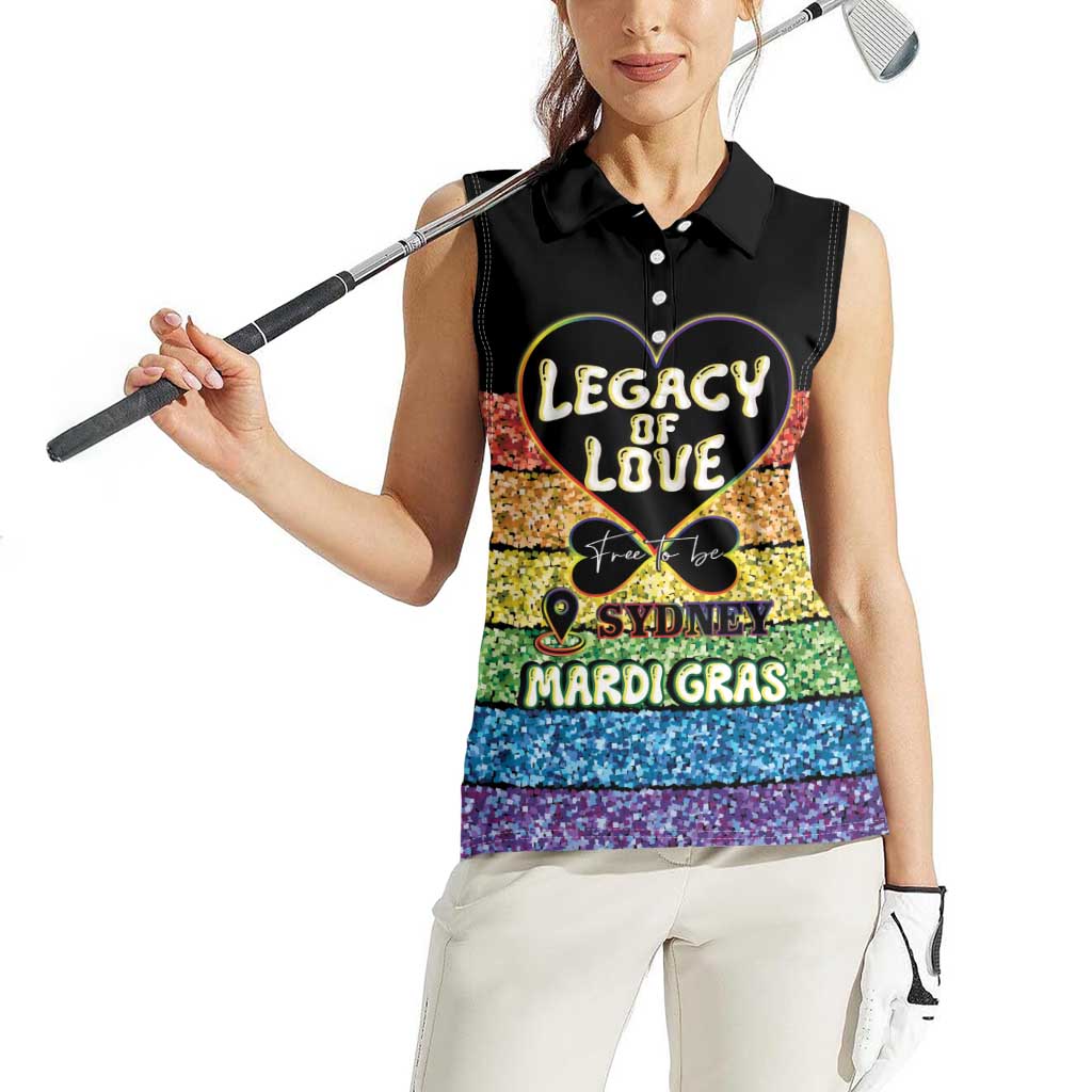 Free To Be Sydney Mardi Gras Women Sleeveless Polo Shirt Legacy Of Love - Wonder Print Shop