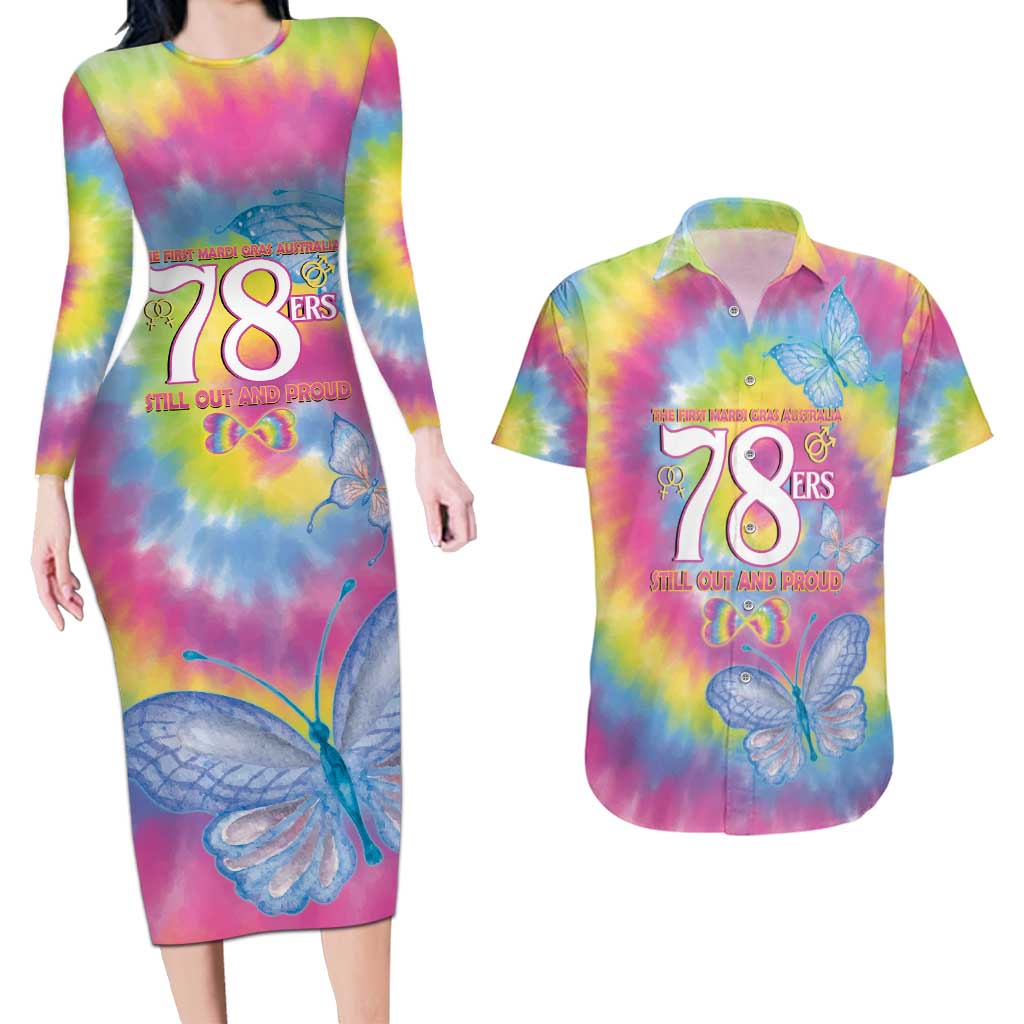 First Sydney Madri Gras Australia Couples Matching Long Sleeve Bodycon Dress and Hawaiian Shirt 78ers Still Out And Proud