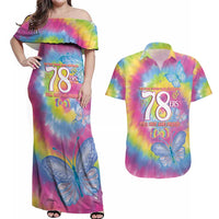 First Sydney Madri Gras Australia Couples Matching Off Shoulder Maxi Dress and Hawaiian Shirt 78ers Still Out And Proud