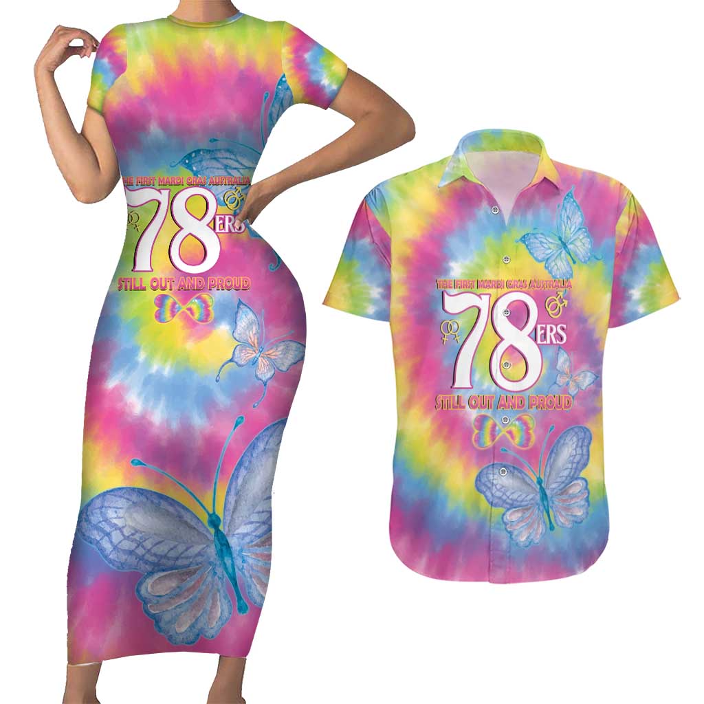 First Sydney Madri Gras Australia Couples Matching Short Sleeve Bodycon Dress and Hawaiian Shirt 78ers Still Out And Proud