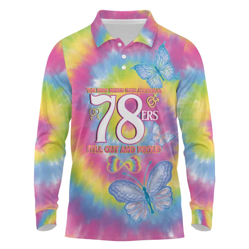 First Sydney Madri Gras Australia Long Sleeve Polo Shirt 78ers Still Out And Proud - Wonder Print Shop