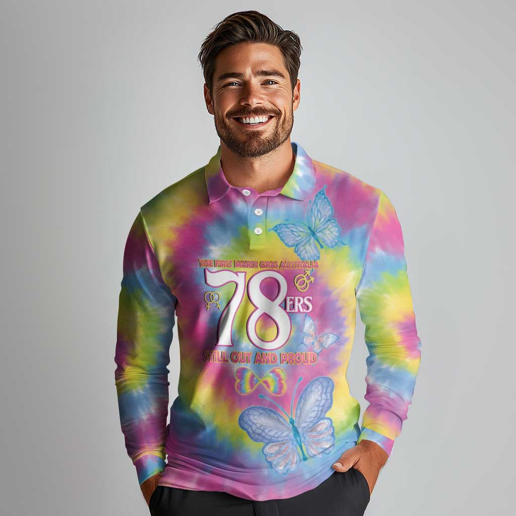 First Sydney Madri Gras Australia Long Sleeve Polo Shirt 78ers Still Out And Proud - Wonder Print Shop