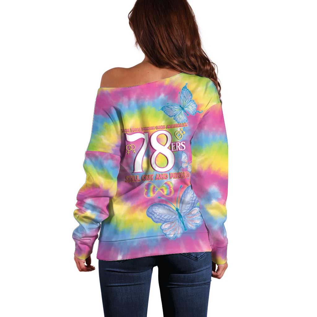 First Sydney Madri Gras Australia Off Shoulder Sweater 78ers Still Out And Proud - Wonder Print Shop