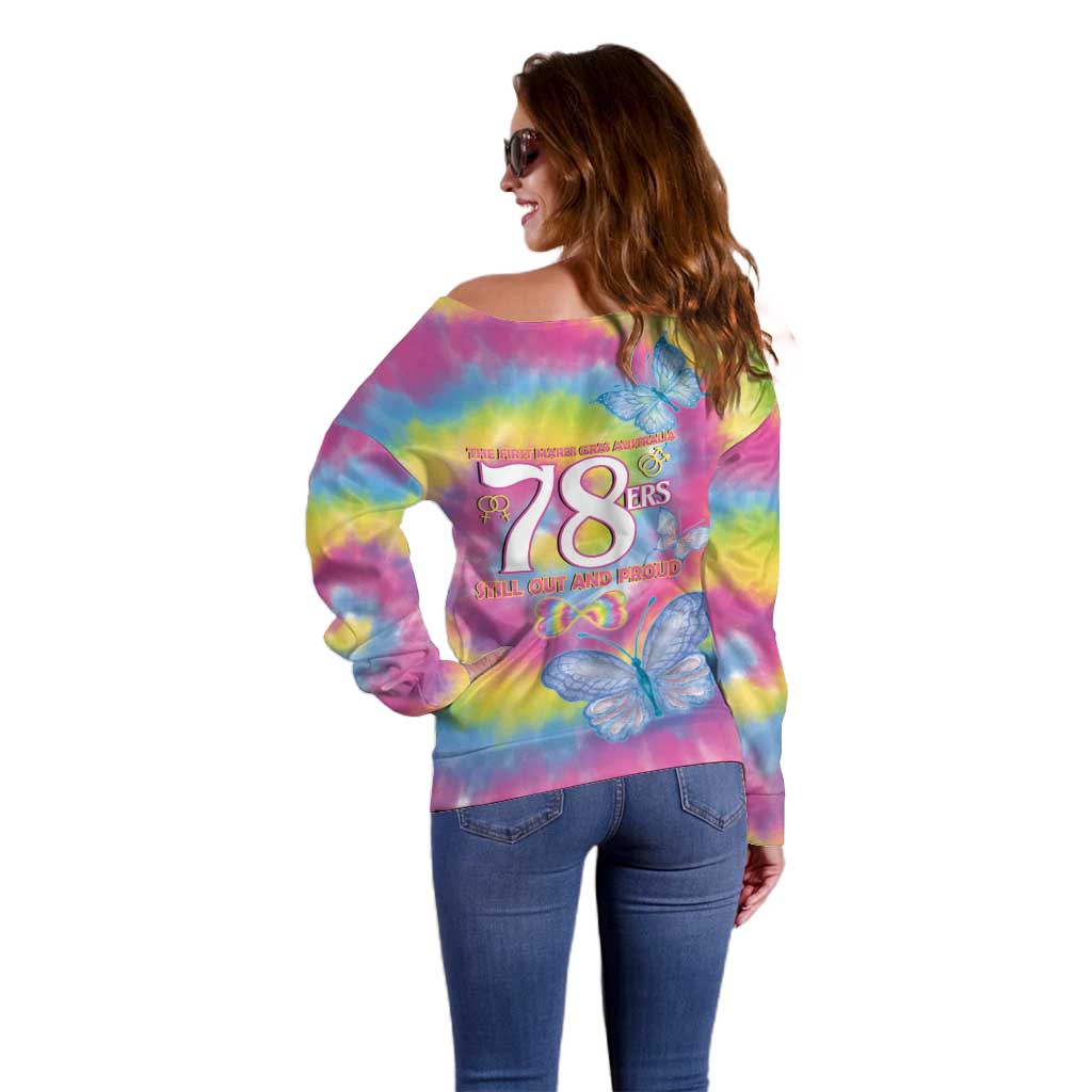 First Sydney Madri Gras Australia Off Shoulder Sweater 78ers Still Out And Proud - Wonder Print Shop