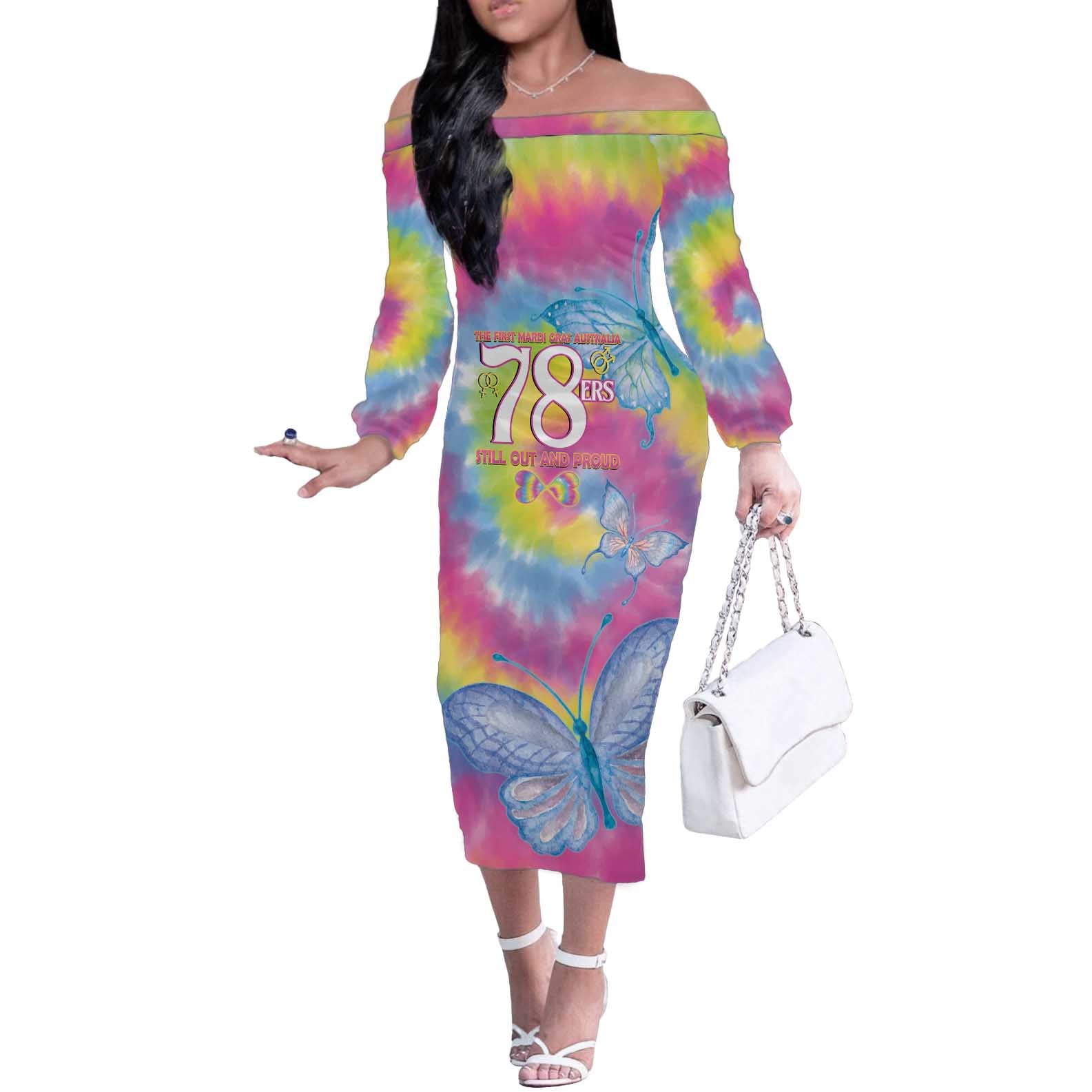 First Sydney Madri Gras Australia Off The Shoulder Long Sleeve Dress 78ers Still Out And Proud - Wonder Print Shop