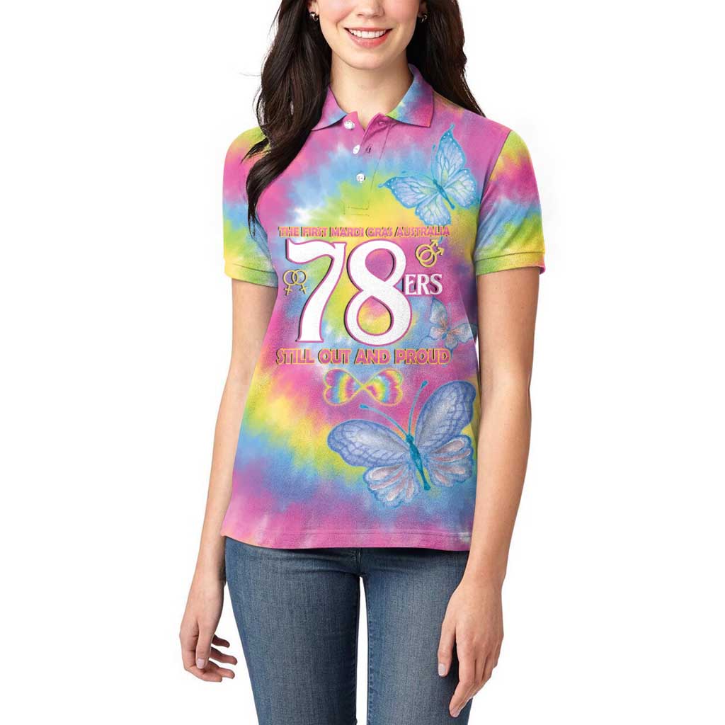 First Sydney Madri Gras Australia Women Polo Shirt 78ers Still Out And Proud - Wonder Print Shop