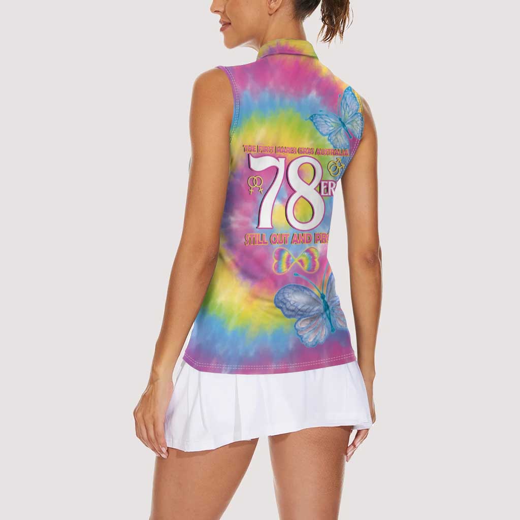 First Sydney Madri Gras Australia Women Sleeveless Polo Shirt 78ers Still Out And Proud - Wonder Print Shop