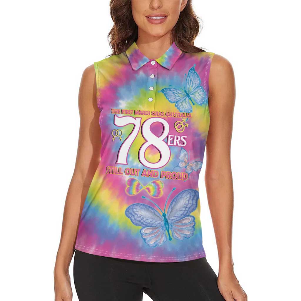 First Sydney Madri Gras Australia Women Sleeveless Polo Shirt 78ers Still Out And Proud - Wonder Print Shop