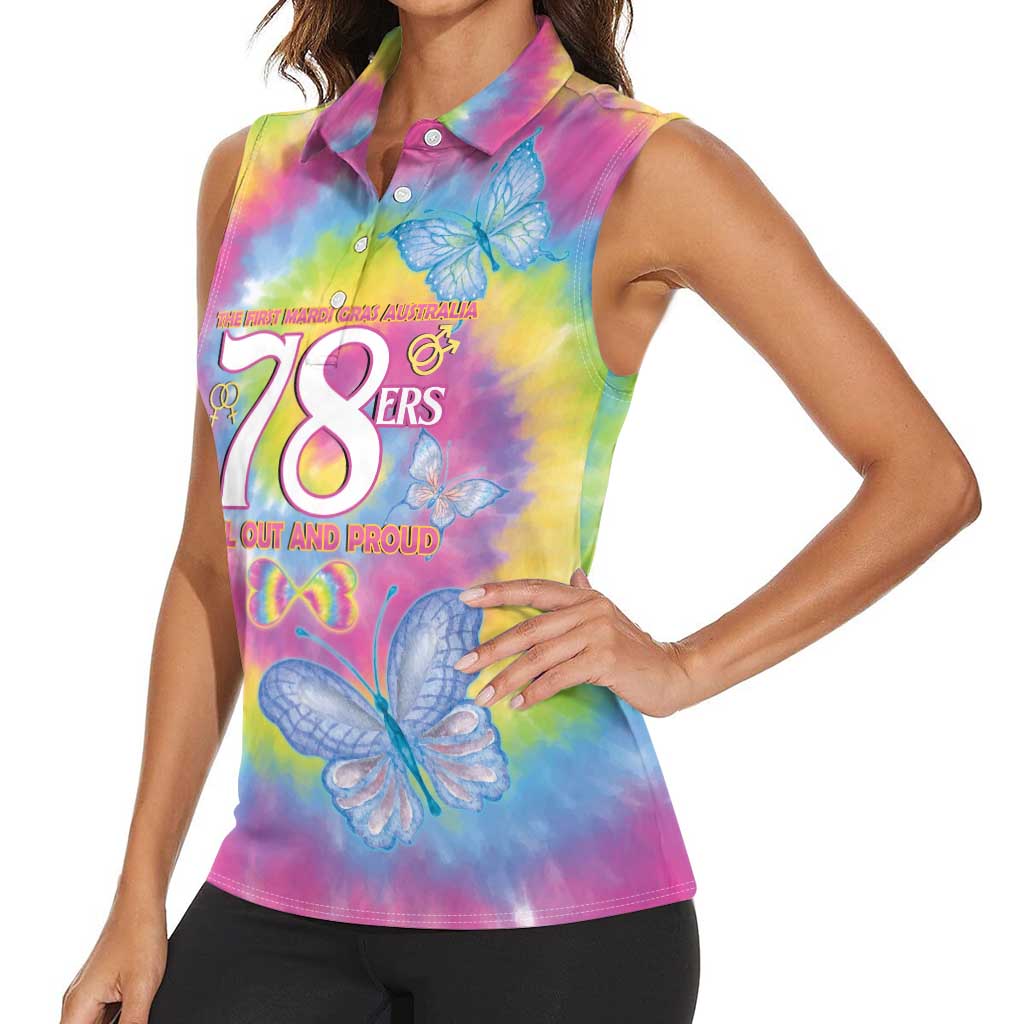 First Sydney Madri Gras Australia Women Sleeveless Polo Shirt 78ers Still Out And Proud - Wonder Print Shop