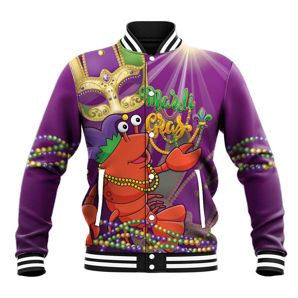 Mardi Gras 2025 Baseball Jacket Funny Jester Lobster With Beads