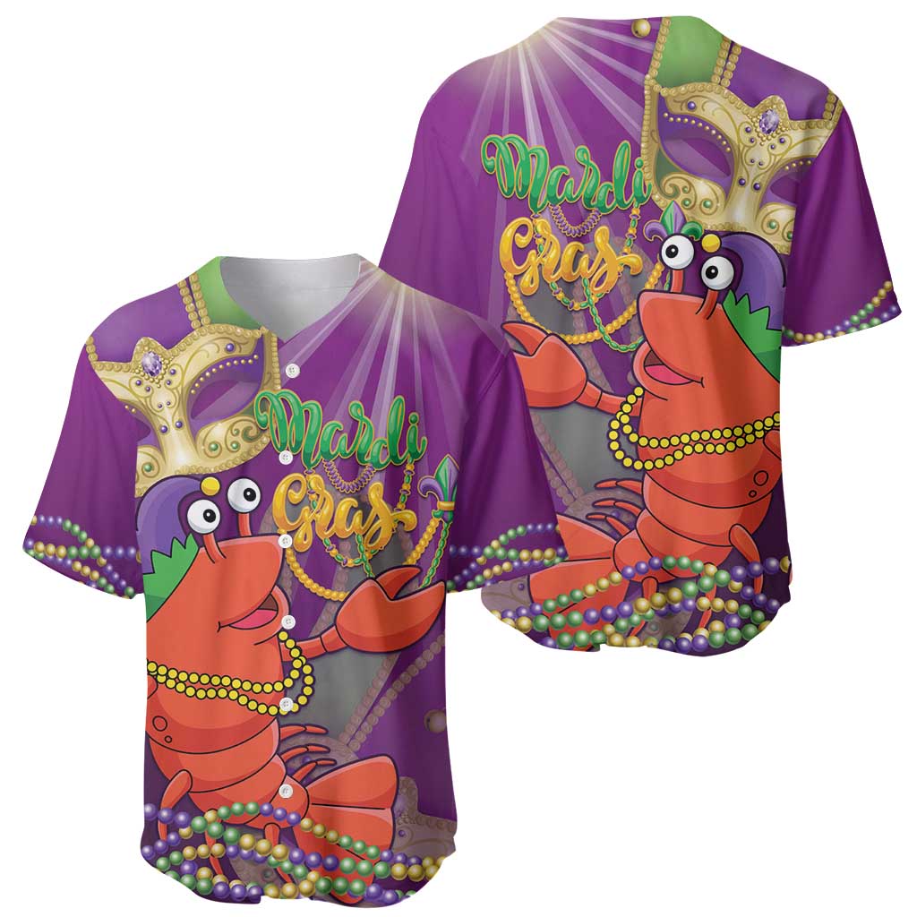 Mardi Gras 2025 Baseball Jersey Funny Jester Lobster With Beads
