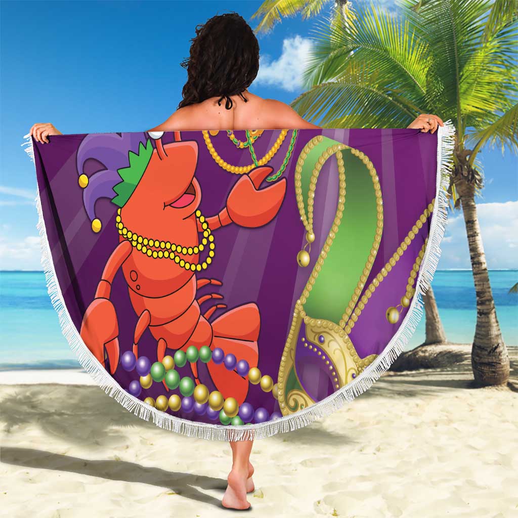 Mardi Gras 2025 Beach Blanket Funny Jester Lobster With Beads