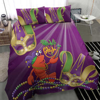 Mardi Gras 2025 Bedding Set Funny Jester Lobster With Beads
