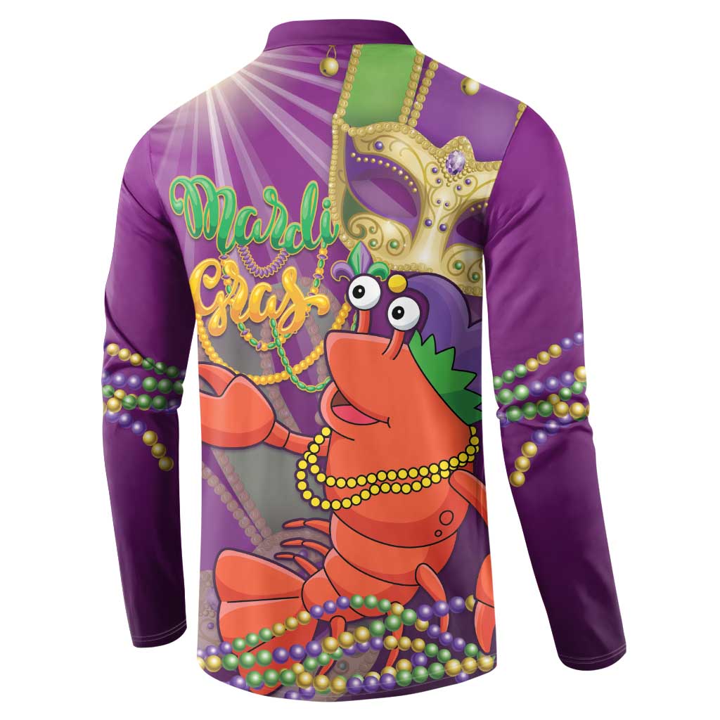 Mardi Gras 2025 Button Sweatshirt Funny Jester Lobster With Beads
