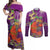 Mardi Gras 2025 Couples Matching Off Shoulder Maxi Dress and Long Sleeve Button Shirt Funny Jester Lobster With Beads