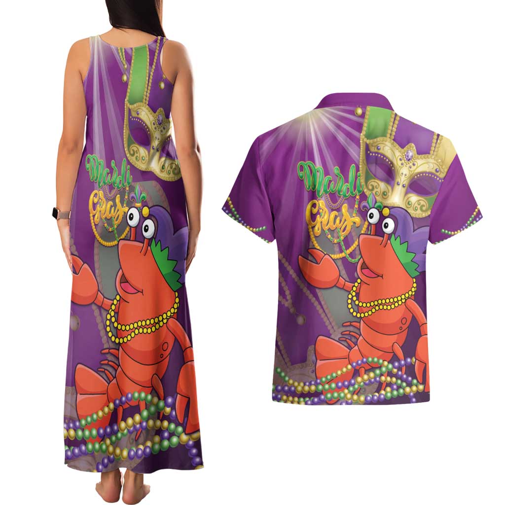 Mardi Gras 2025 Couples Matching Tank Maxi Dress and Hawaiian Shirt Funny Jester Lobster With Beads