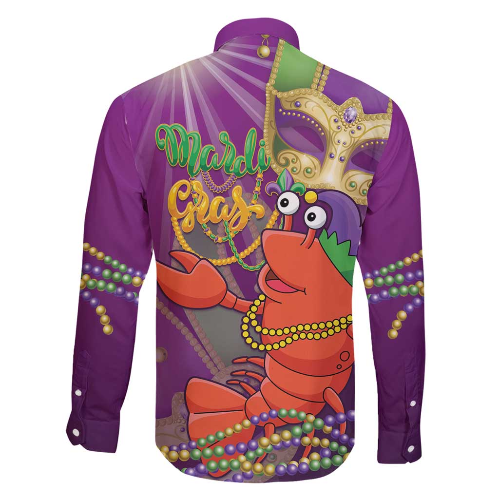 Mardi Gras 2025 Family Matching Long Sleeve Bodycon Dress and Hawaiian Shirt Funny Jester Lobster With Beads