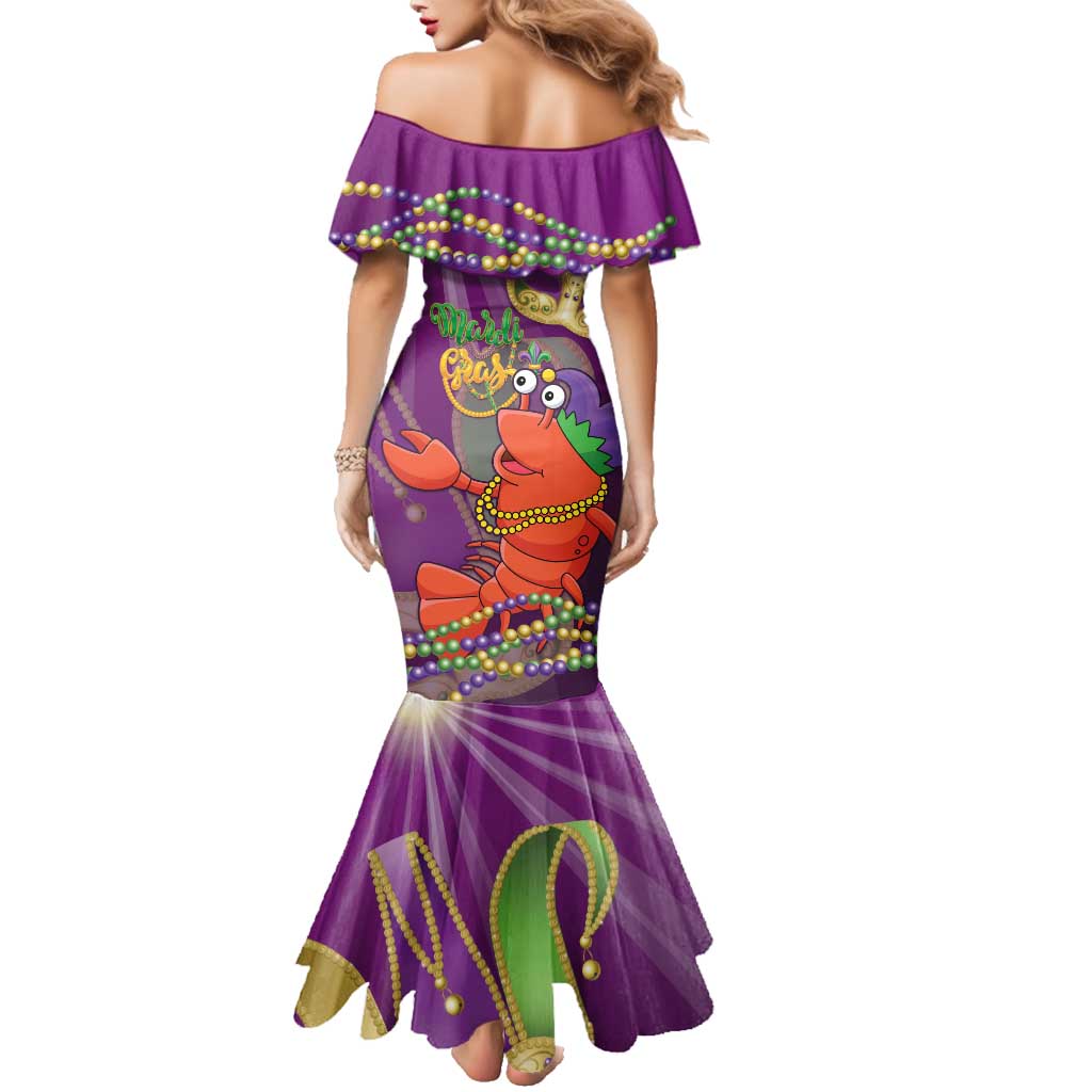 Mardi Gras 2025 Family Matching Mermaid Dress and Hawaiian Shirt Funny Jester Lobster With Beads