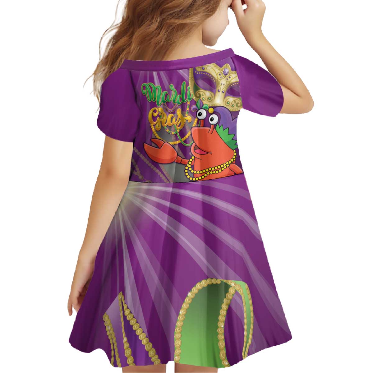 Mardi Gras 2025 Family Matching Off The Shoulder Long Sleeve Dress and Hawaiian Shirt Funny Jester Lobster With Beads