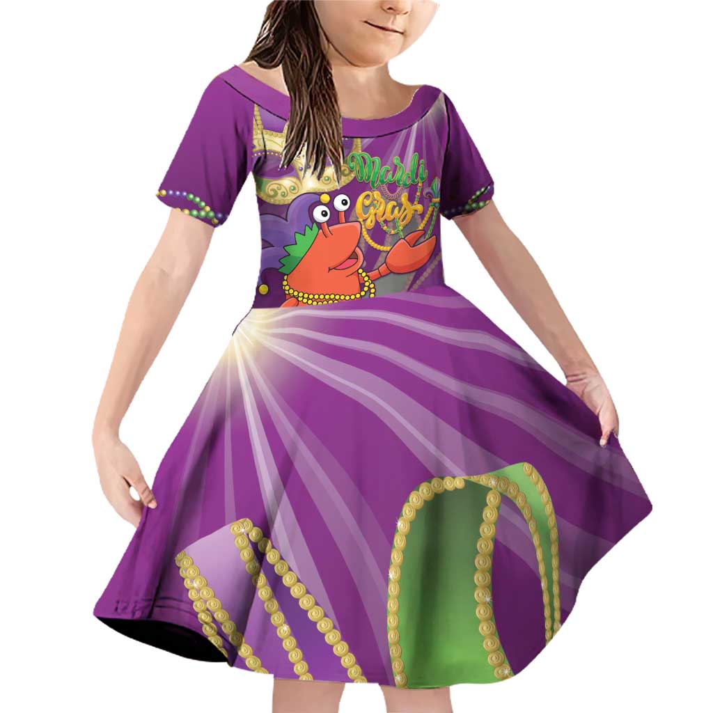 Mardi Gras 2025 Family Matching Off Shoulder Short Dress and Hawaiian Shirt Funny Jester Lobster With Beads