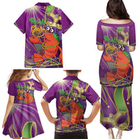 Mardi Gras 2025 Family Matching Puletasi and Hawaiian Shirt Funny Jester Lobster With Beads