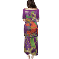 Mardi Gras 2025 Family Matching Puletasi and Hawaiian Shirt Funny Jester Lobster With Beads