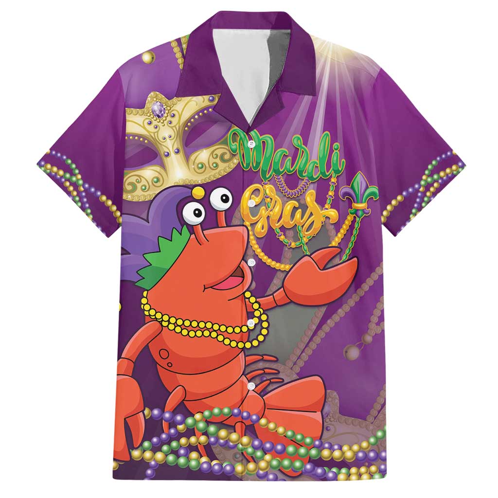 Mardi Gras 2025 Family Matching Short Sleeve Bodycon Dress and Hawaiian Shirt Funny Jester Lobster With Beads