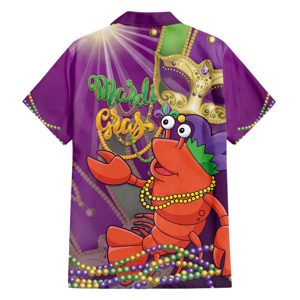 Mardi Gras 2025 Family Matching Short Sleeve Bodycon Dress and Hawaiian Shirt Funny Jester Lobster With Beads