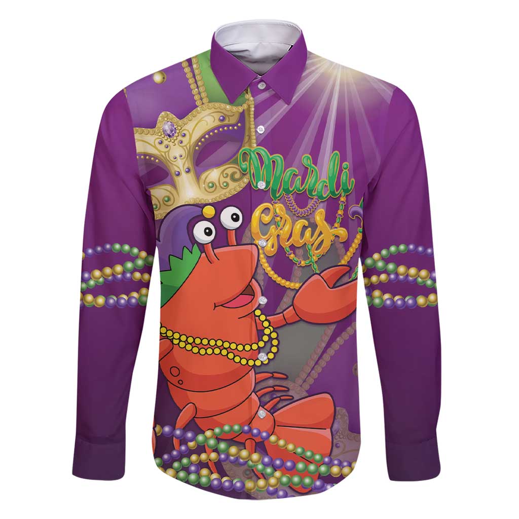 Mardi Gras 2025 Family Matching Short Sleeve Bodycon Dress and Hawaiian Shirt Funny Jester Lobster With Beads