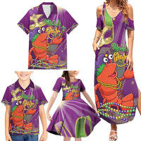 Mardi Gras 2025 Family Matching Summer Maxi Dress and Hawaiian Shirt Funny Jester Lobster With Beads