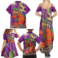 Mardi Gras 2025 Family Matching Summer Maxi Dress and Hawaiian Shirt Funny Jester Lobster With Beads