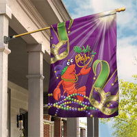 Mardi Gras 2025 Garden Flag Funny Jester Lobster With Beads