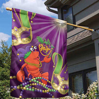 Mardi Gras 2025 Garden Flag Funny Jester Lobster With Beads