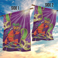 Mardi Gras 2025 Garden Flag Funny Jester Lobster With Beads