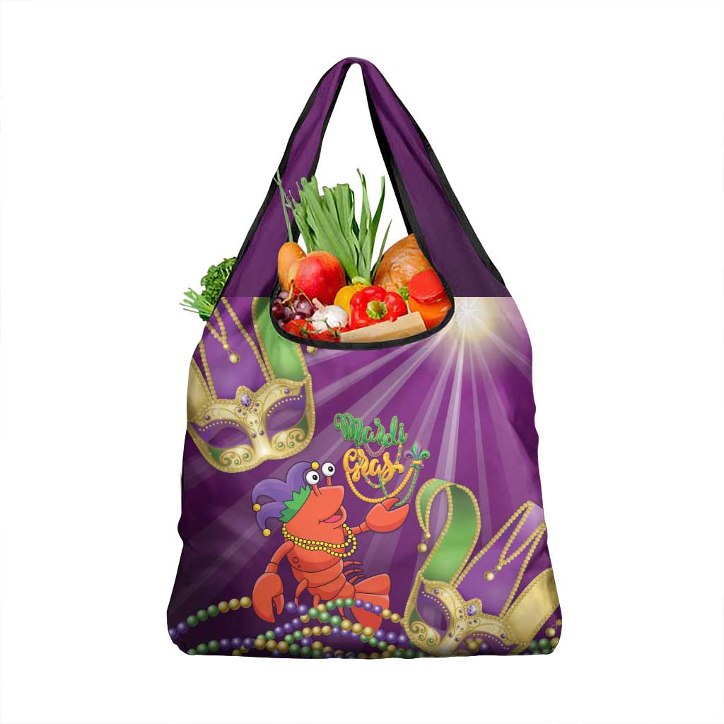 Mardi Gras 2025 Grocery Bag Funny Jester Lobster With Beads