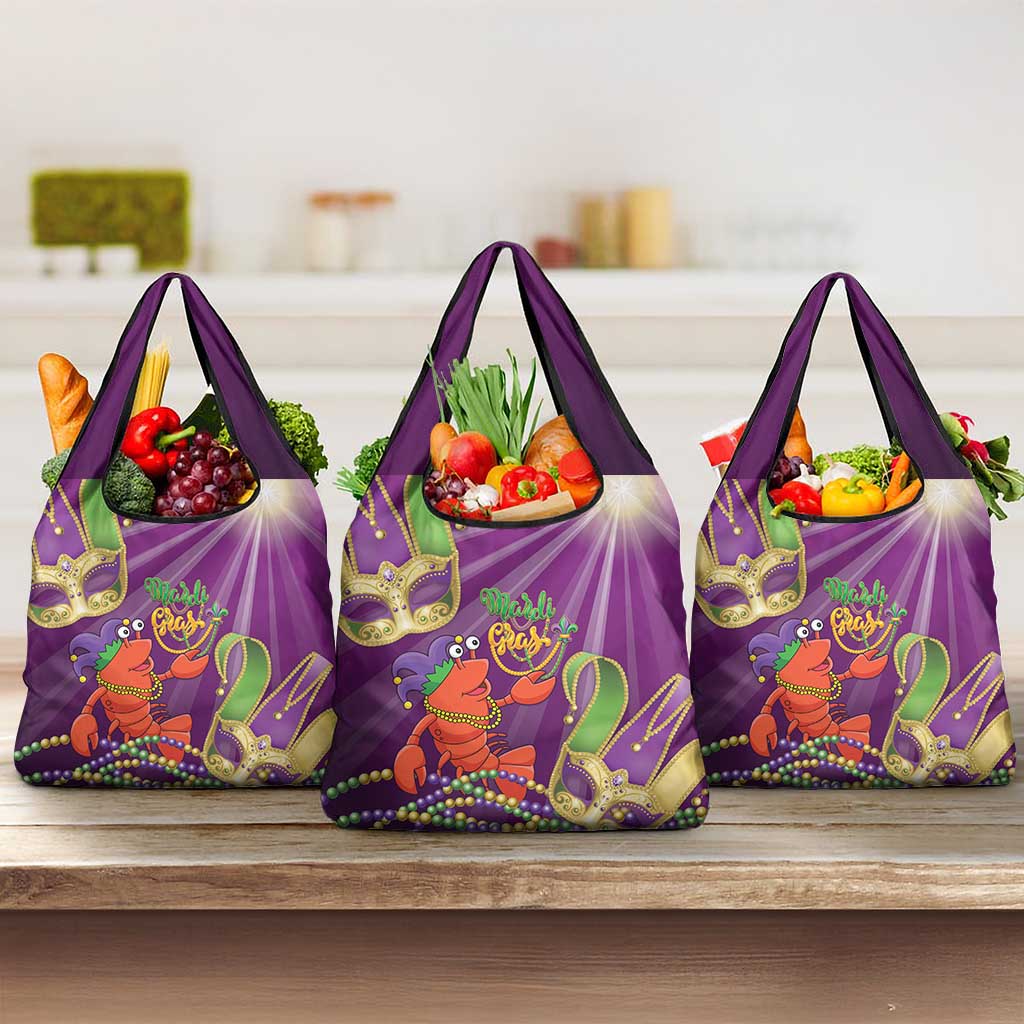 Mardi Gras 2025 Grocery Bag Funny Jester Lobster With Beads