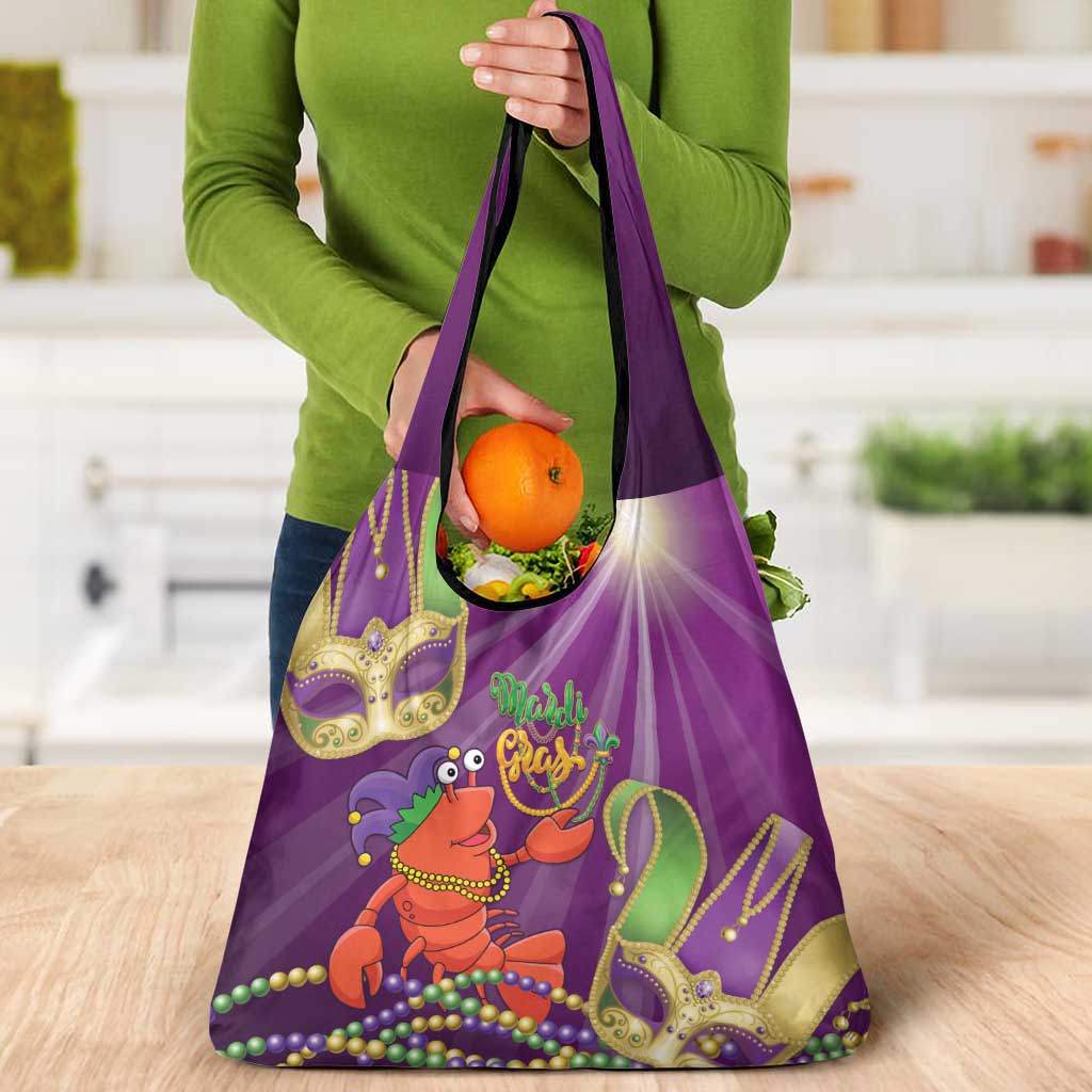 Mardi Gras 2025 Grocery Bag Funny Jester Lobster With Beads