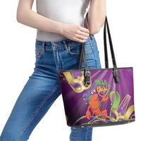 Mardi Gras 2025 Leather Tote Bag Funny Jester Lobster With Beads