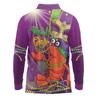 Mardi Gras 2025 Long Sleeve Polo Shirt Funny Jester Lobster With Beads - Wonder Print Shop
