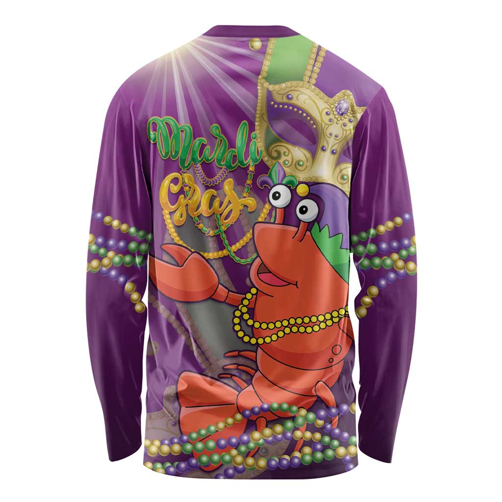 Mardi Gras 2025 Long Sleeve Shirt Funny Jester Lobster With Beads - Wonder Print Shop