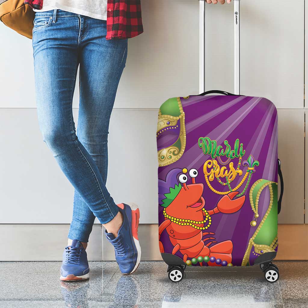 Mardi Gras 2025 Luggage Cover Funny Jester Lobster With Beads