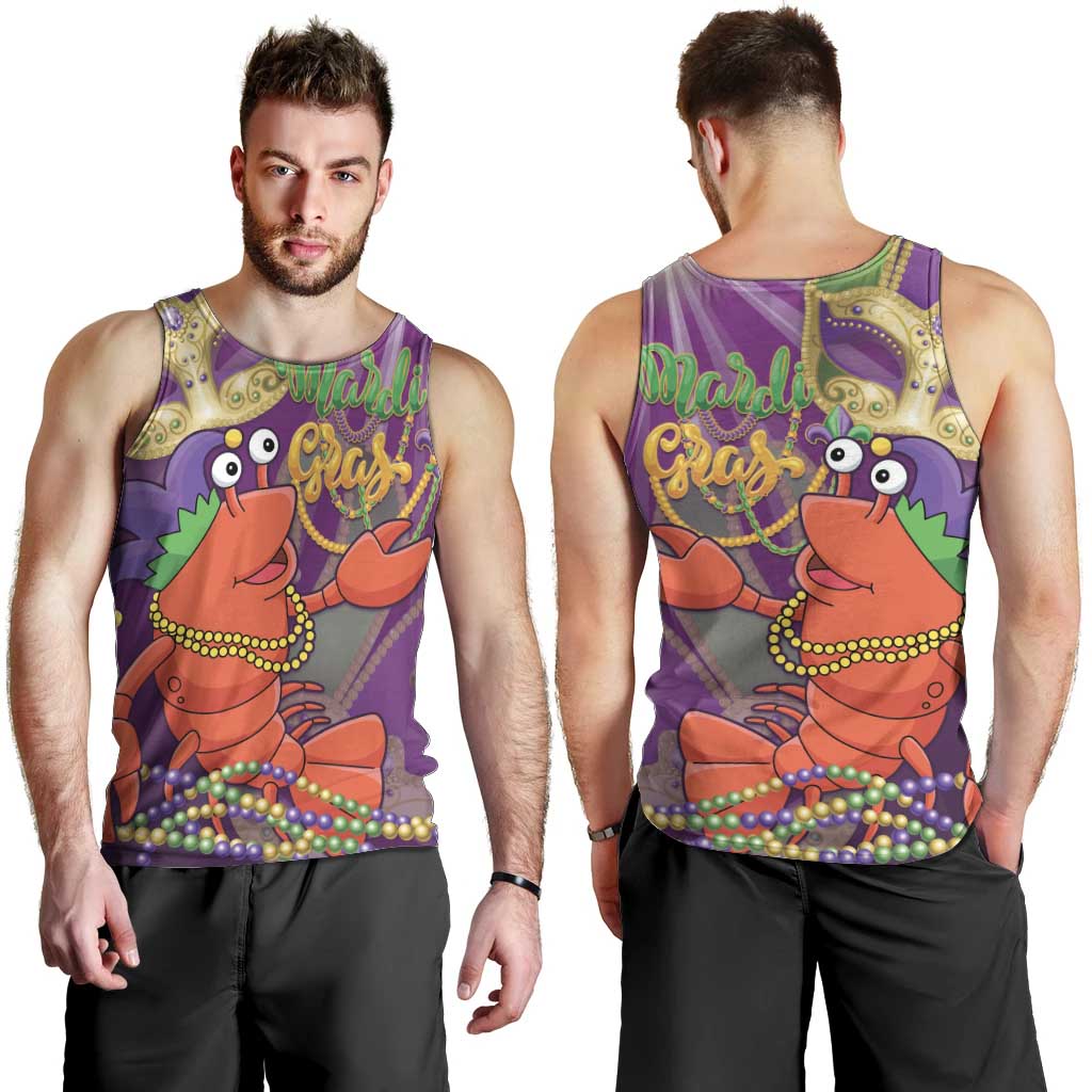 Mardi Gras 2025 Men Tank Top Funny Jester Lobster With Beads - Wonder Print Shop