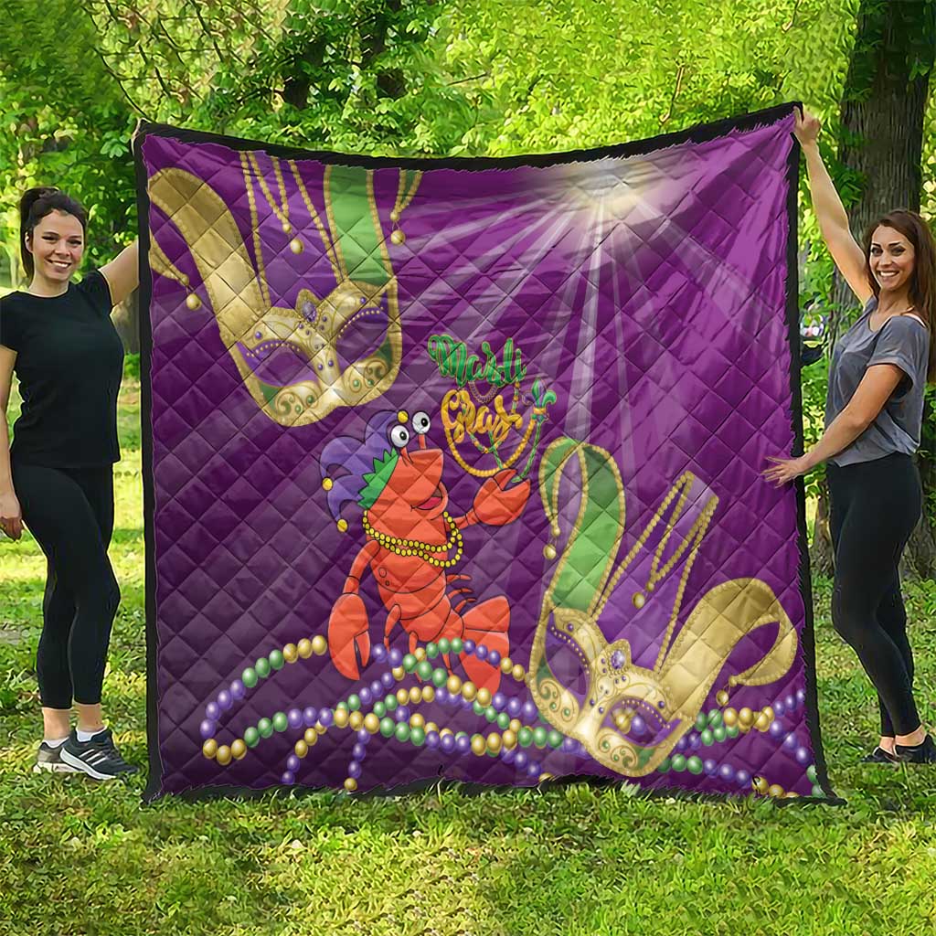 Mardi Gras 2025 Quilt Funny Jester Lobster With Beads - Wonder Print Shop