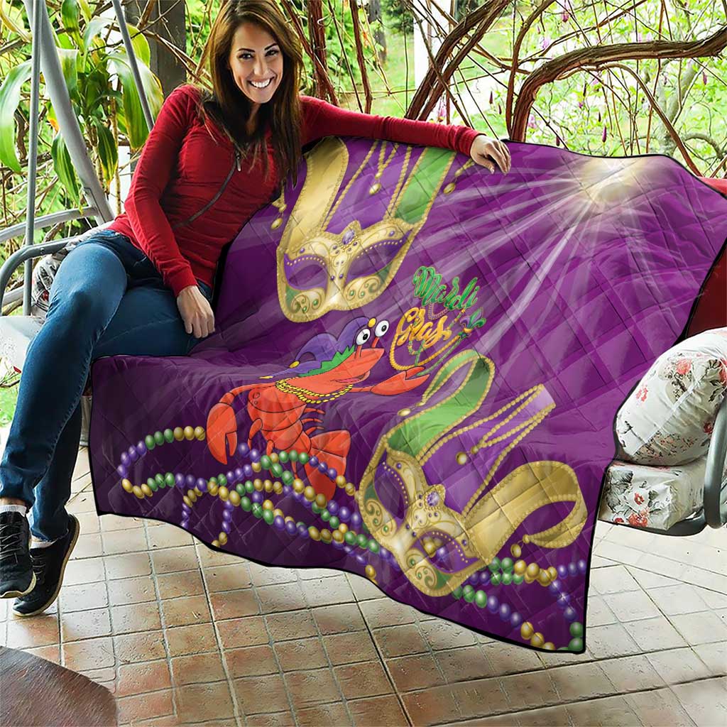 Mardi Gras 2025 Quilt Funny Jester Lobster With Beads - Wonder Print Shop