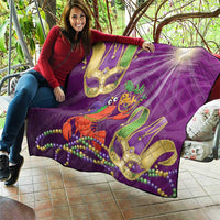Mardi Gras 2025 Quilt Funny Jester Lobster With Beads - Wonder Print Shop