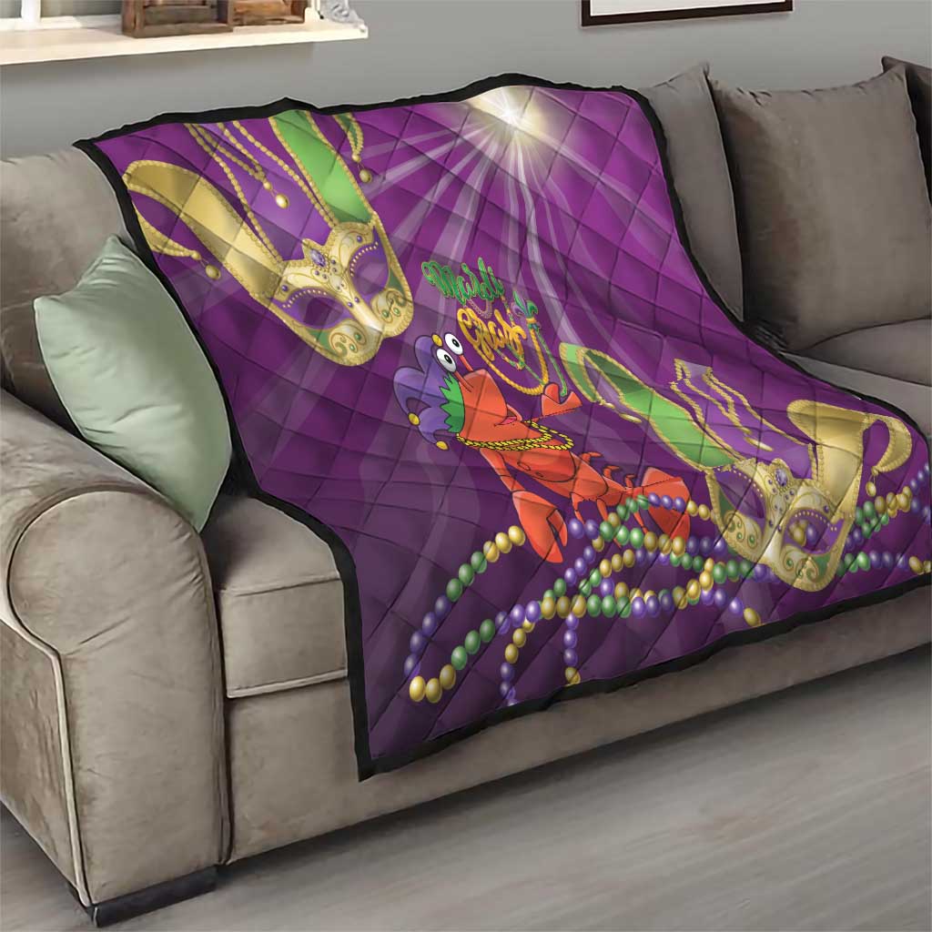 Mardi Gras 2025 Quilt Funny Jester Lobster With Beads - Wonder Print Shop