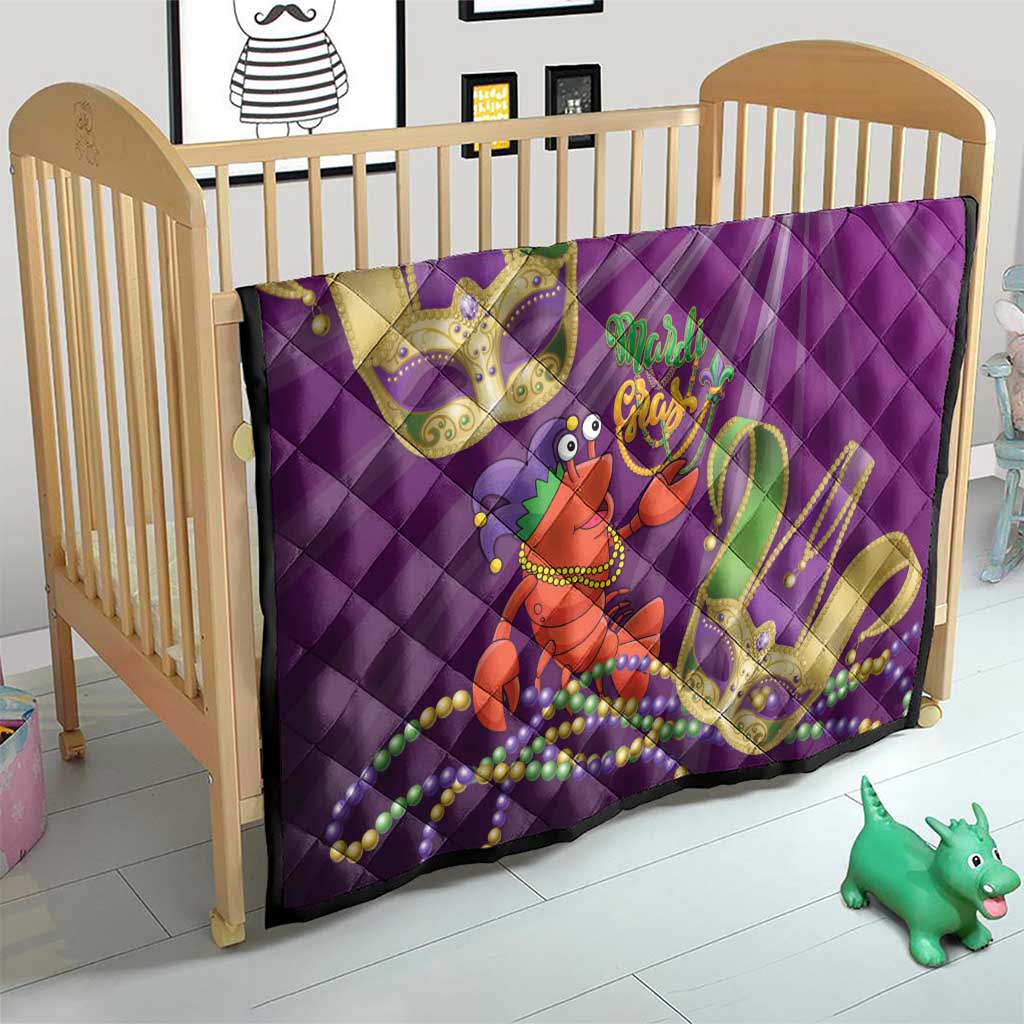 Mardi Gras 2025 Quilt Funny Jester Lobster With Beads - Wonder Print Shop