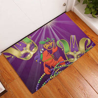 Mardi Gras 2025 Rubber Doormat Funny Jester Lobster With Beads - Wonder Print Shop